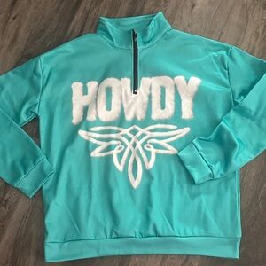 Teal 'Howdy' Pullover Sweatshirt